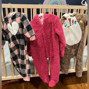 Baby warm winter coveralls with hoods - 3 styles - 6 months